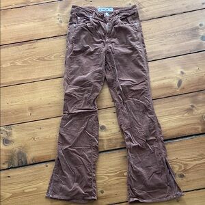 AMO Brown Flare Wide Leg Velvet Pants